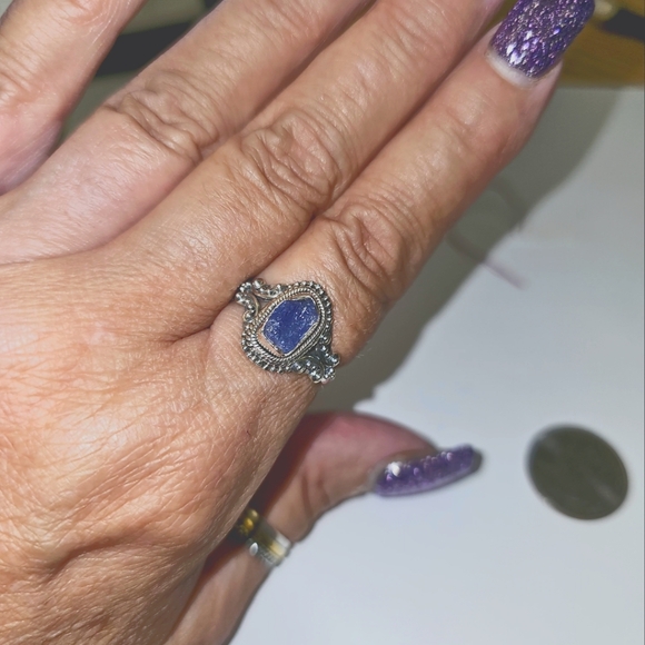 New Natural Tanzanite in sterling size 9 - Picture 1 of 9